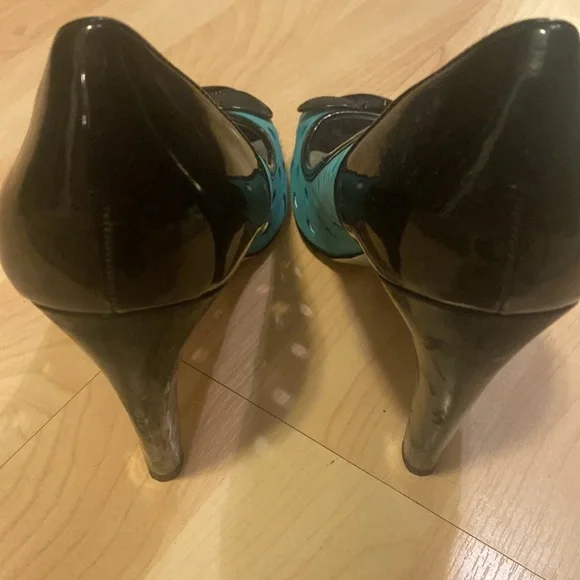 Jessica Simpson turquoise & black pumps women 9.5 - Picture 6 of 10